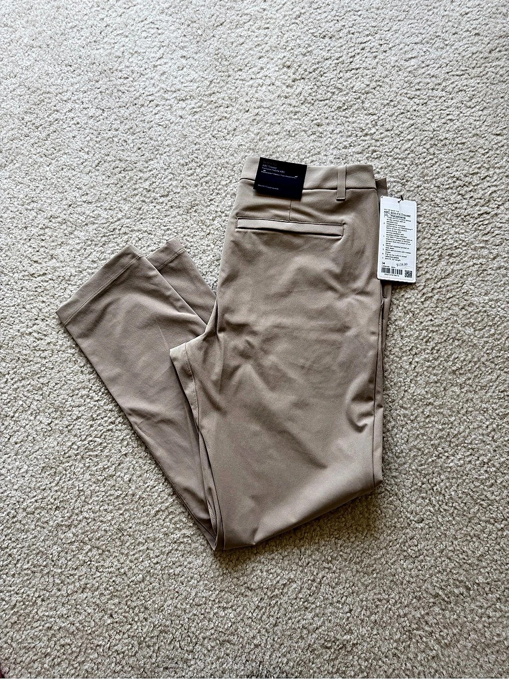 Men’s Lululemon ABC Slim-Fit Trousers Beige khaki 34W x 32L NWT